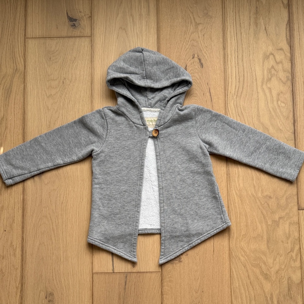 MINI MIOCHE Gray Hooded Kids organic cotton sweater